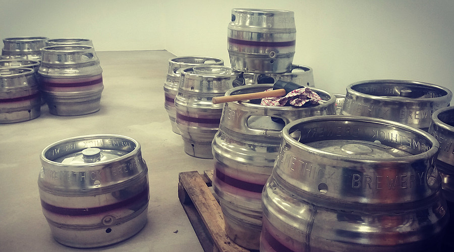 Various casks in the brewery.